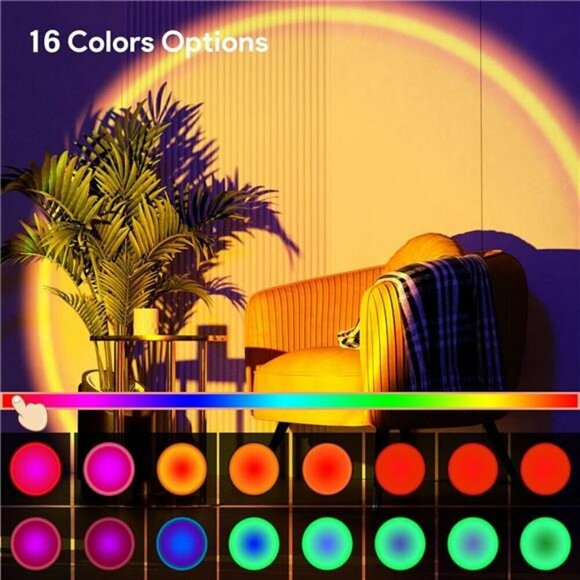 Sunset Lamp Projection Led Lights with Remote Control 16 Colors Night Light 360° - Picture 2 of 7